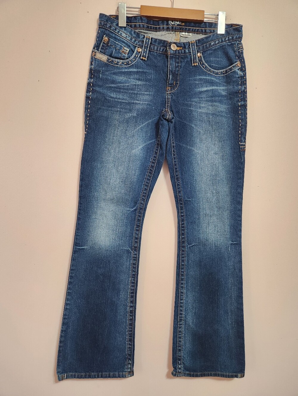 Cruel Girl Shawna Slim Bootcut Western Jeans Thick Stitch Embroidered Tall Y2K